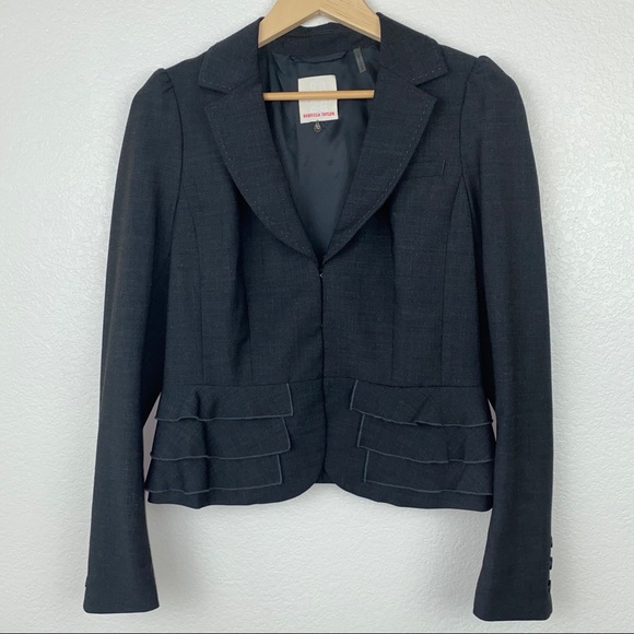 Rebecca Taylor Wool Blend Tiered Ruffle Blazer Jacket - Picture 6 of 12